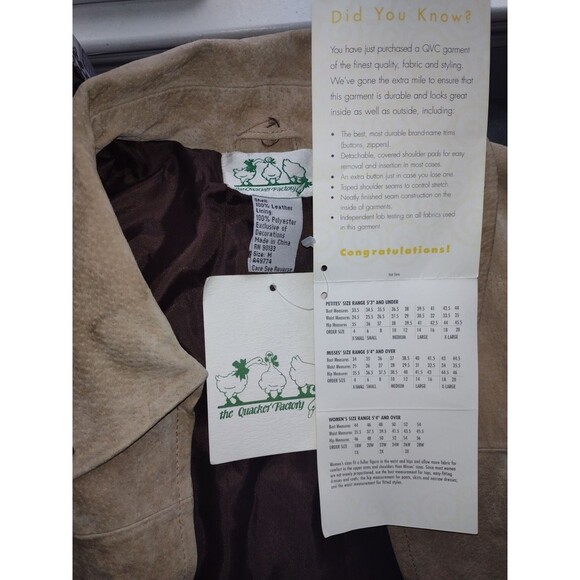 Vintage Quaker Factory Safari  Elephant Suede Leather Jacket New with tags! - Picture 4 of 7